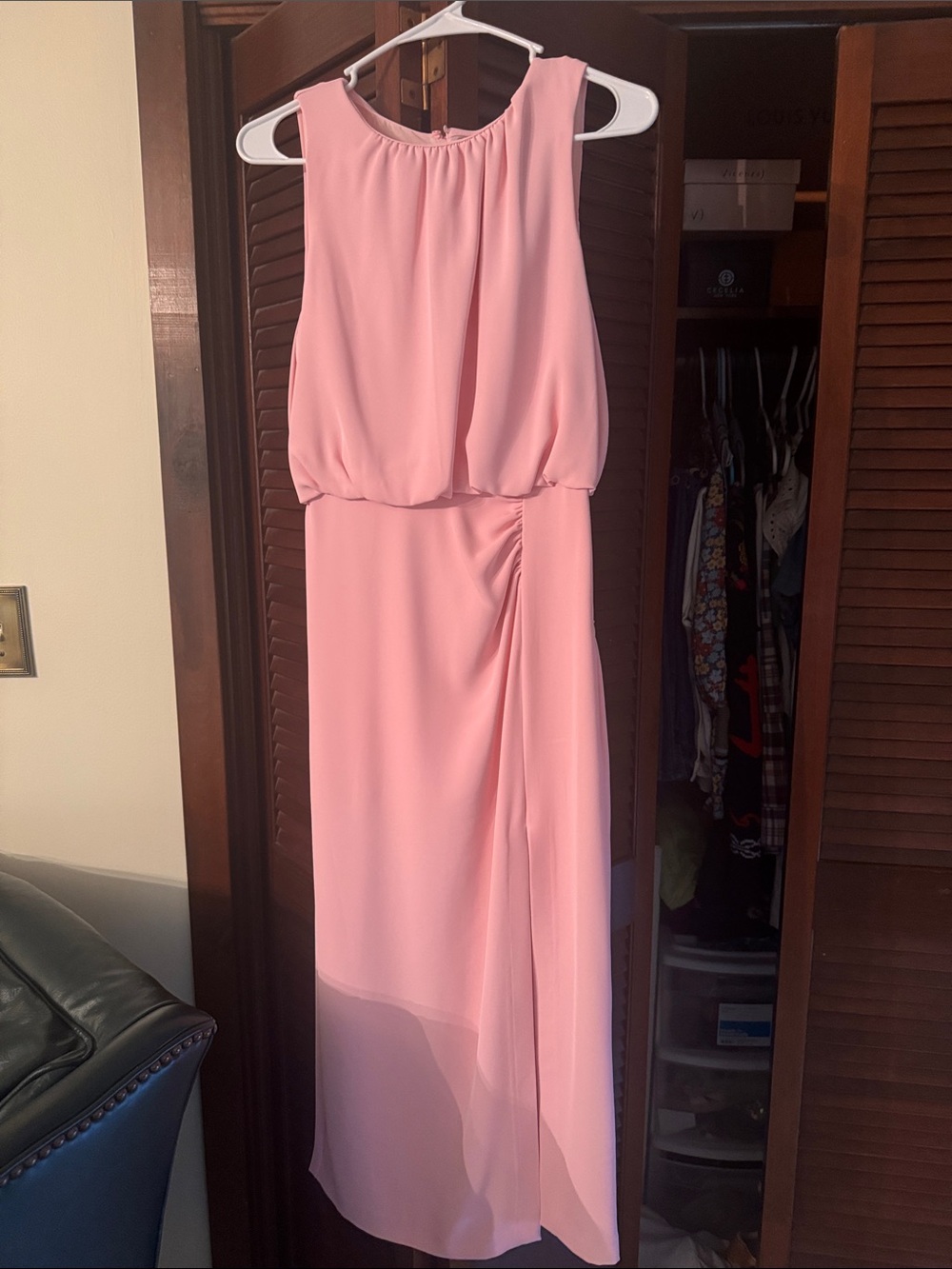 Zara NWT XS Sleeveless Pink Chiffon Maxi Dress